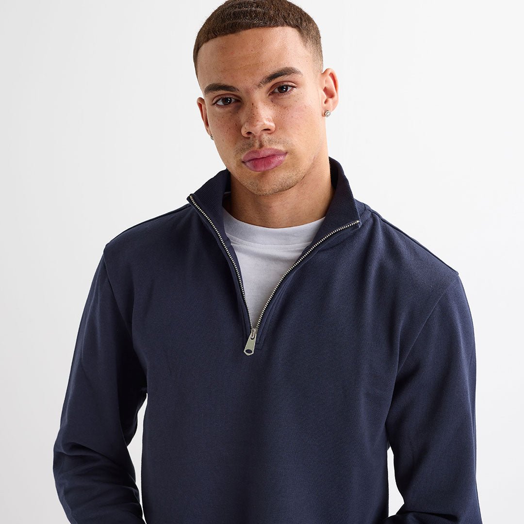 Mens Navy 1/4 Zip Mock Jumper from You Know Who's