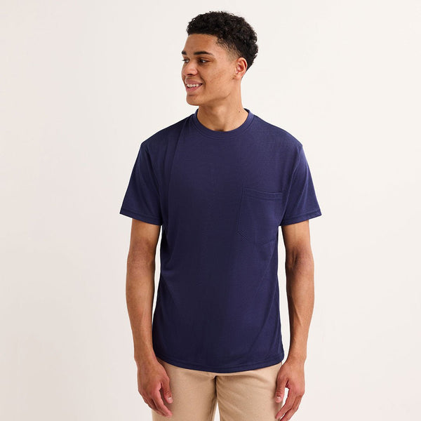 Mens Navy Crew Neck Pocket T-shirt from You Know Who's