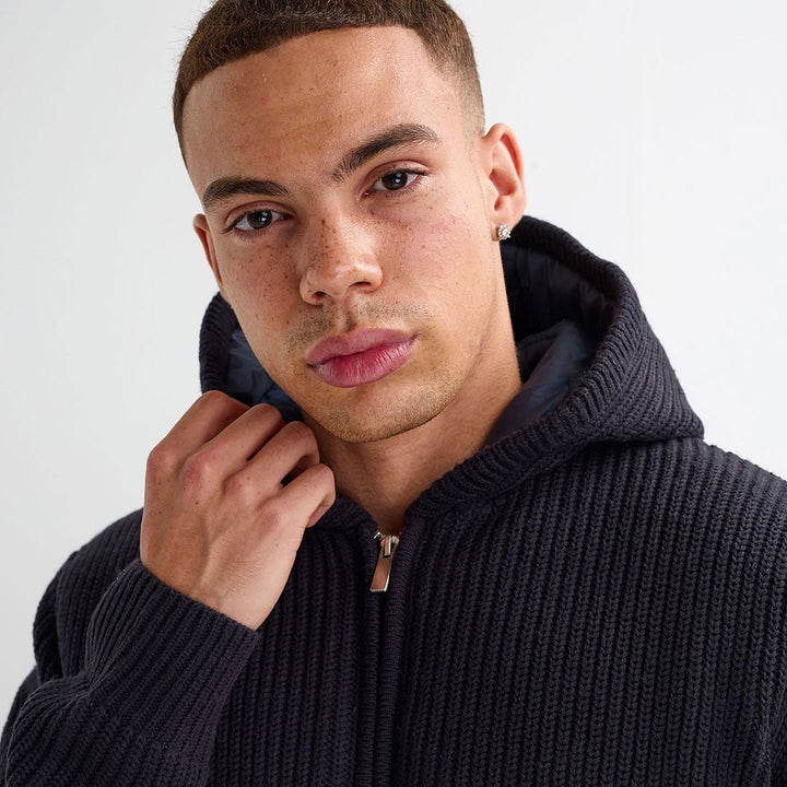 Mens Navy Knitted Lined Jacket from You Know Who's