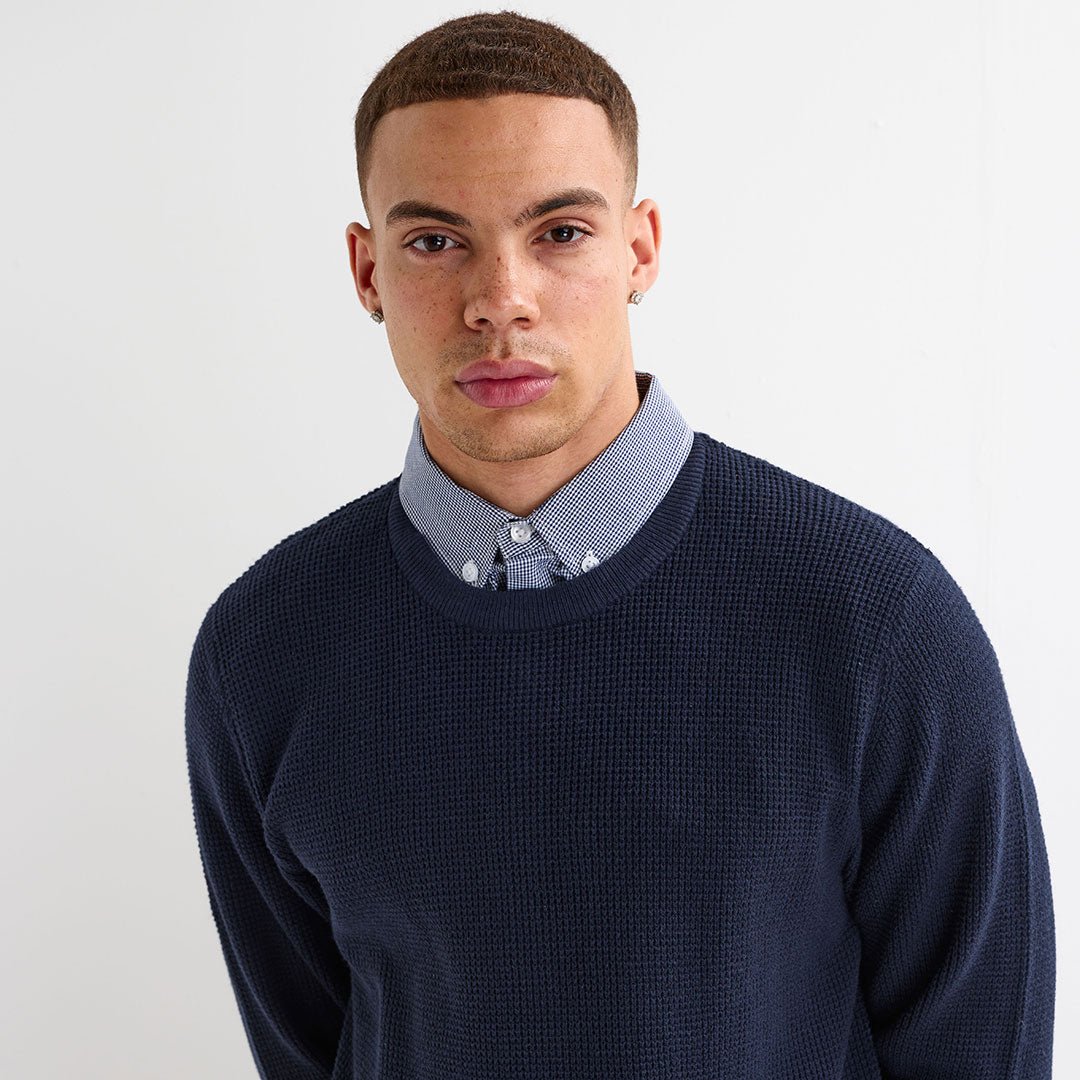 Men's Navy Mock Shirt Jumper from You Know Who's