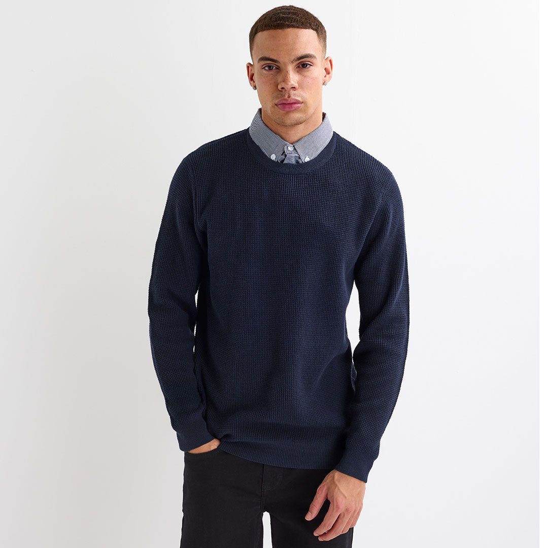 Men's Navy Mock Shirt Jumper from You Know Who's
