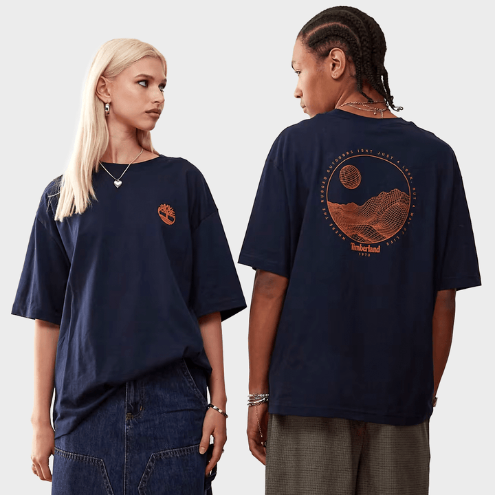 Mens Navy Orange Mix Timberland T-Shirt from You Know Who's