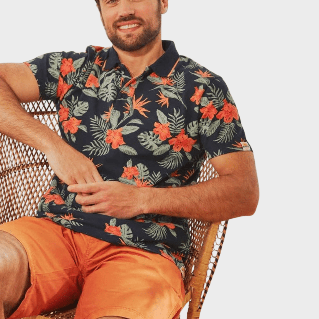 Mens Navy Print Polo from You Know Who's