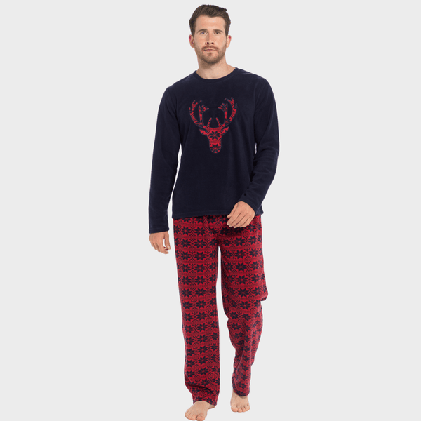 Mens Navy Stag Fleece Pyjamas from You Know Who's