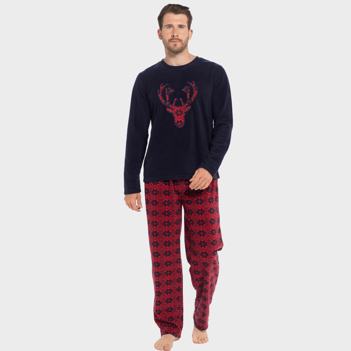 Mens Navy Stag Fleece Pyjamas from You Know Who's