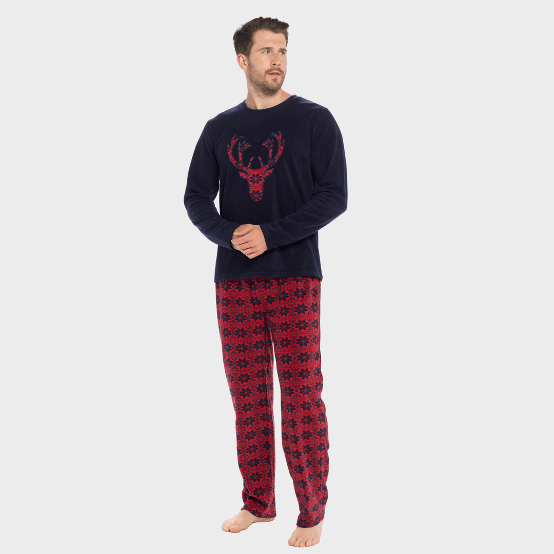 Mens Navy Stag Fleece Pyjamas from You Know Who's