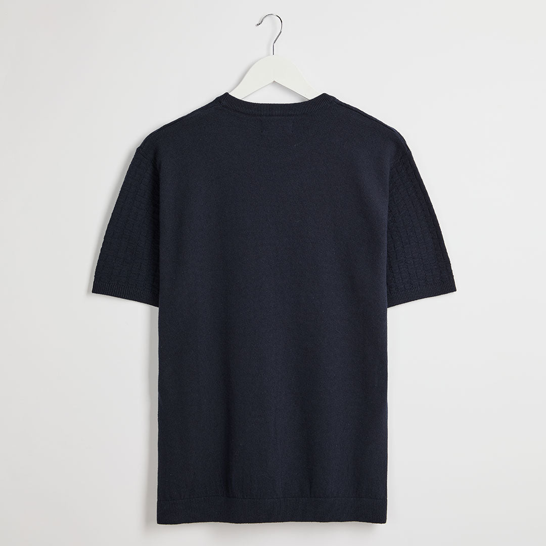 Men's Navy Textured Front Knitted T-Shirt from You Know Who's