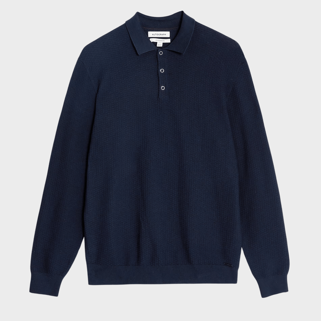 Mens Navy Textured Polo from You Know Who's