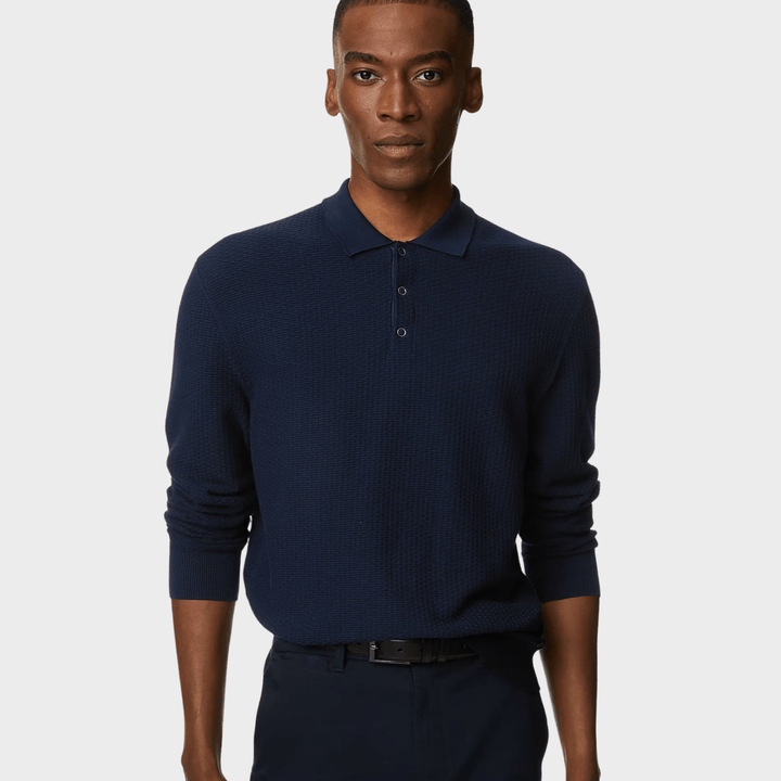 Mens Navy Textured Polo from You Know Who's