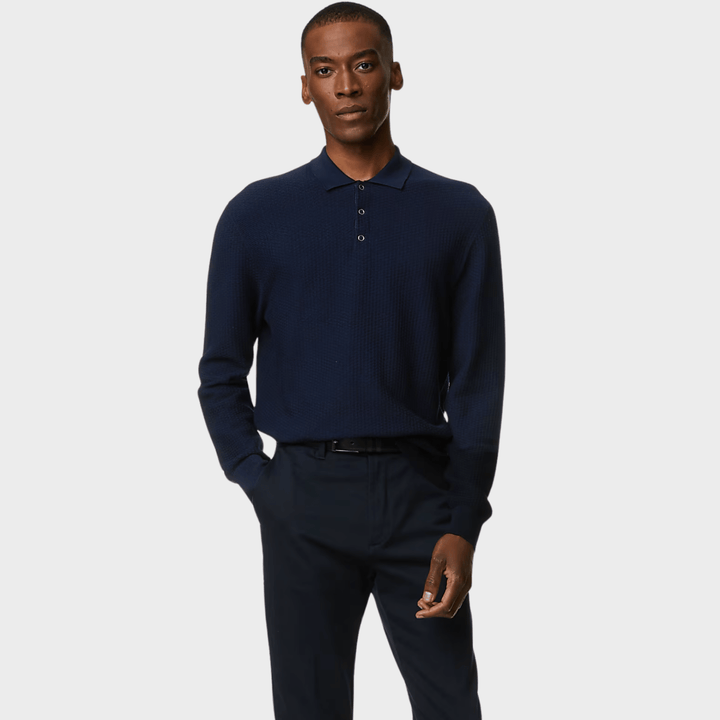 Mens Navy Textured Polo from You Know Who's