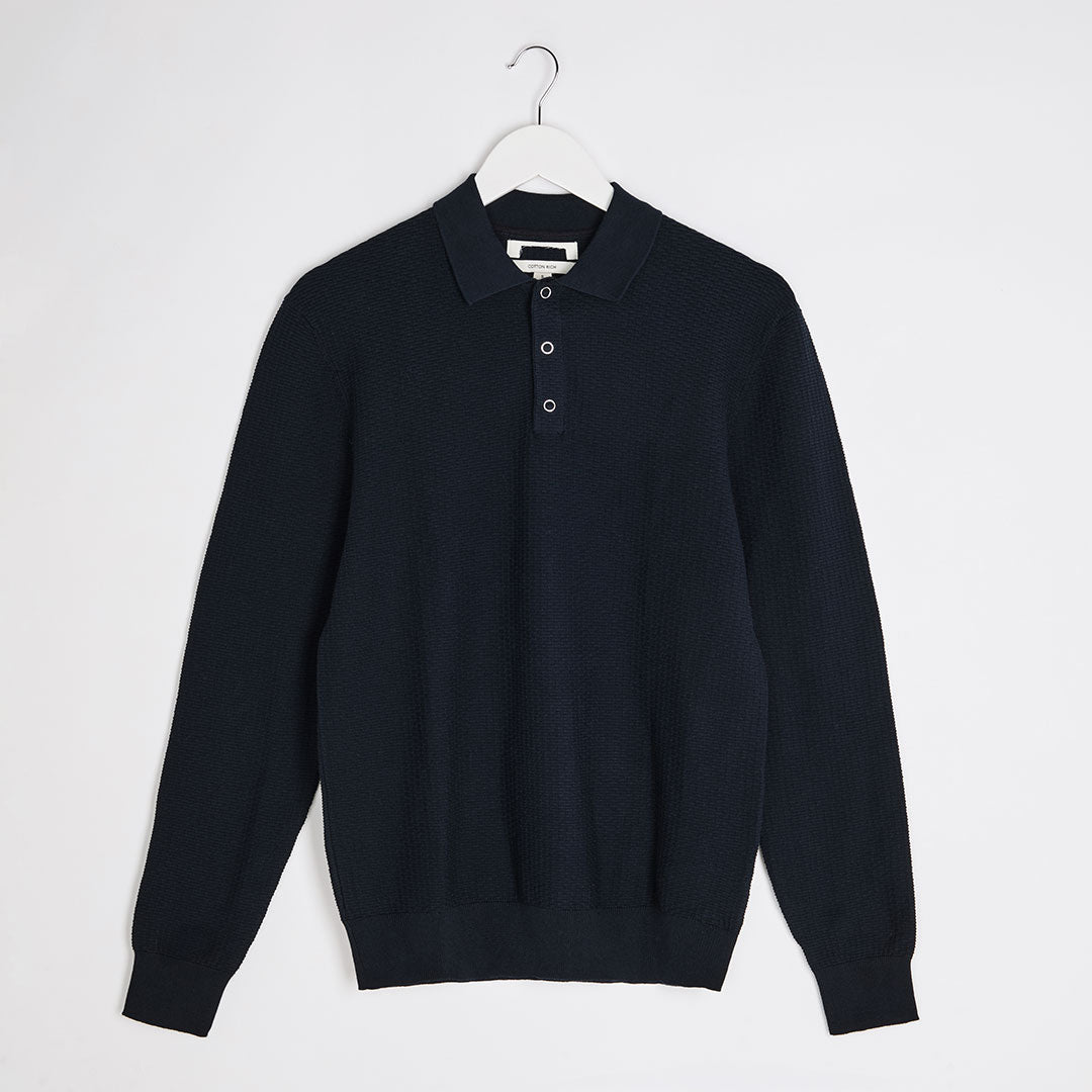 Mens Navy Textured Polo from You Know Who's