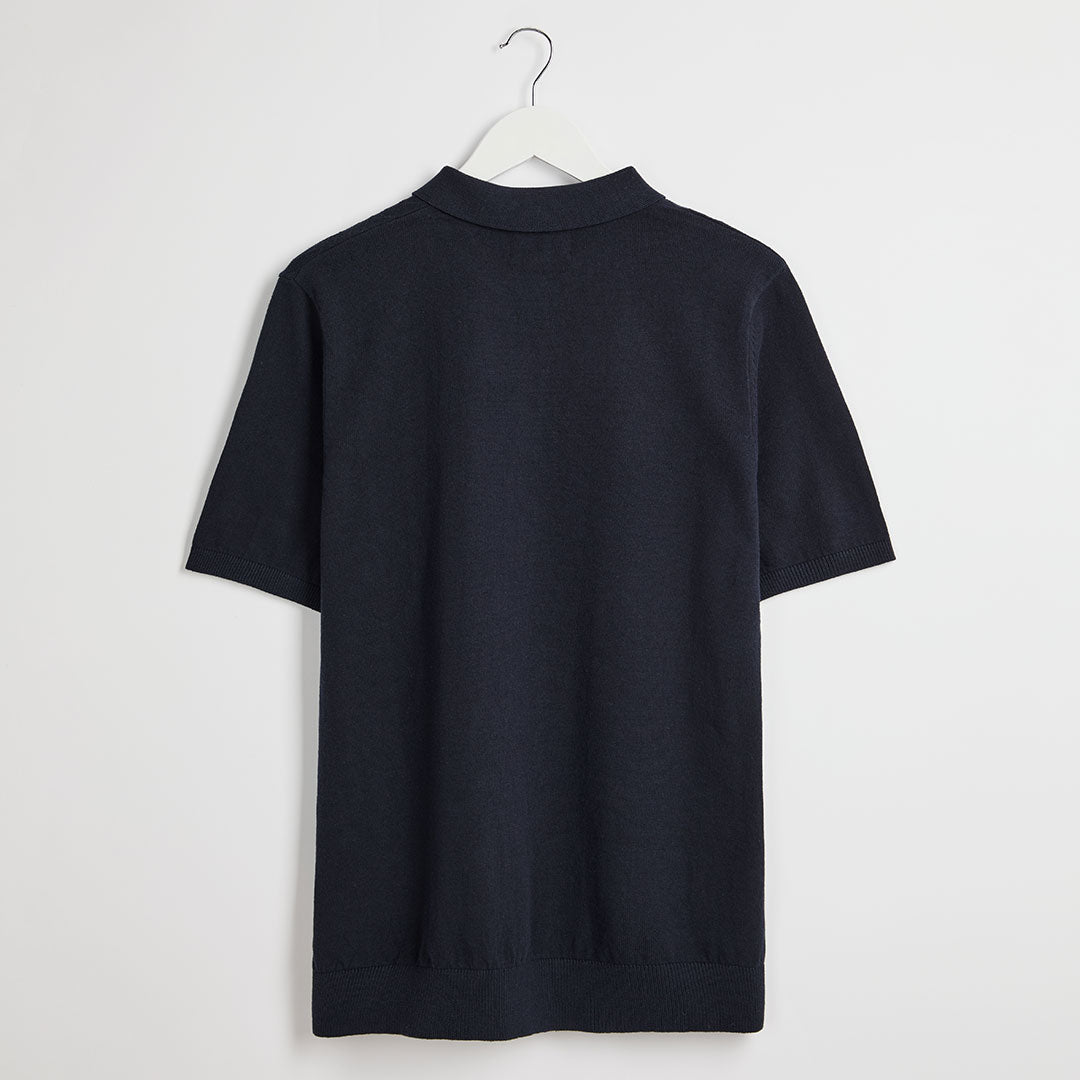 Mens Navy Textured Polo Top from You Know Who's