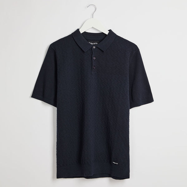 Mens Navy Textured Polo Top from You Know Who's