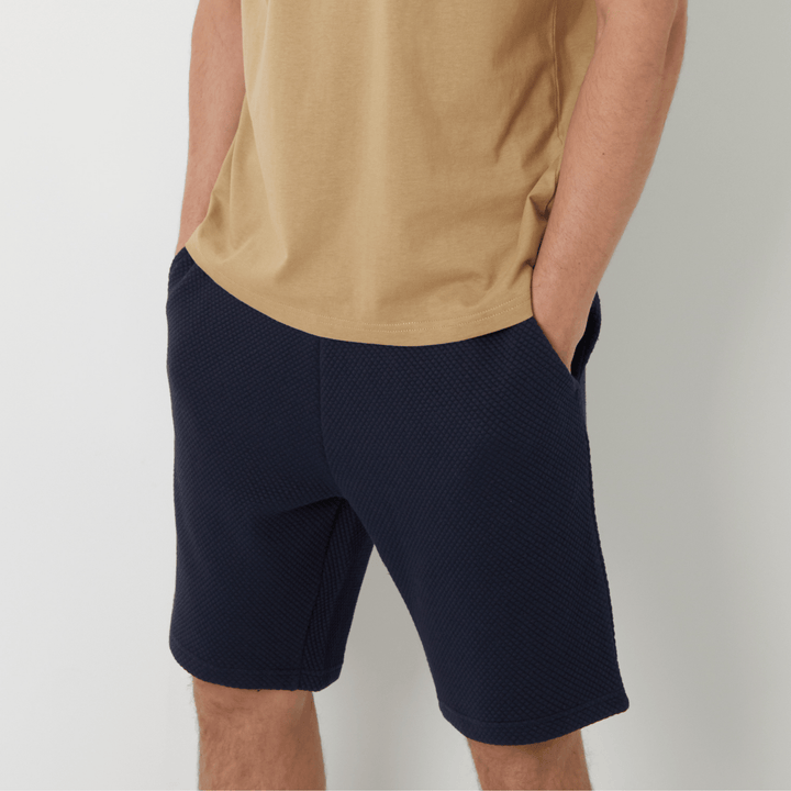 Mens Navy Textured Popcorn Shorts from You Know Who's