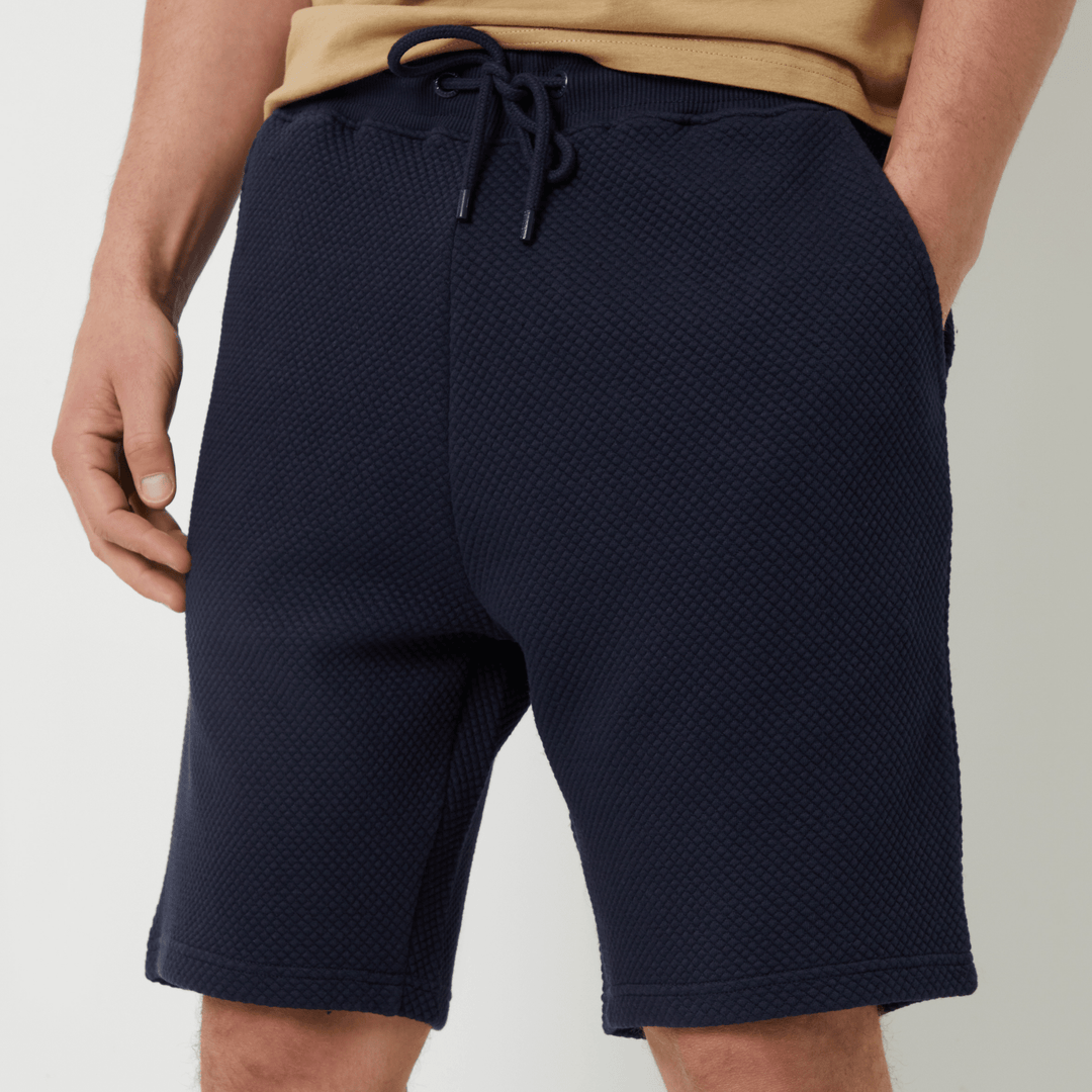 Mens Navy Textured Popcorn Shorts from You Know Who's