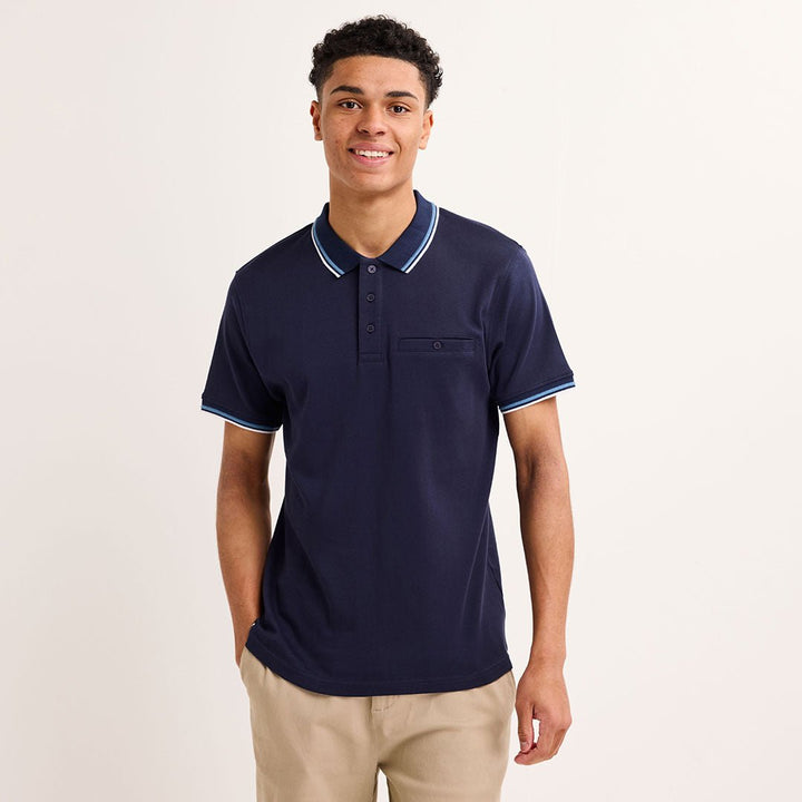Mens Navy Tipped Pocket Polo from You Know Who's