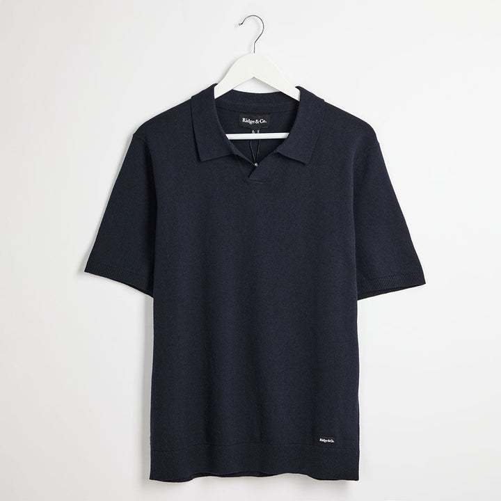 Mens Navy Trophy Neck Polo Top from You Know Who's