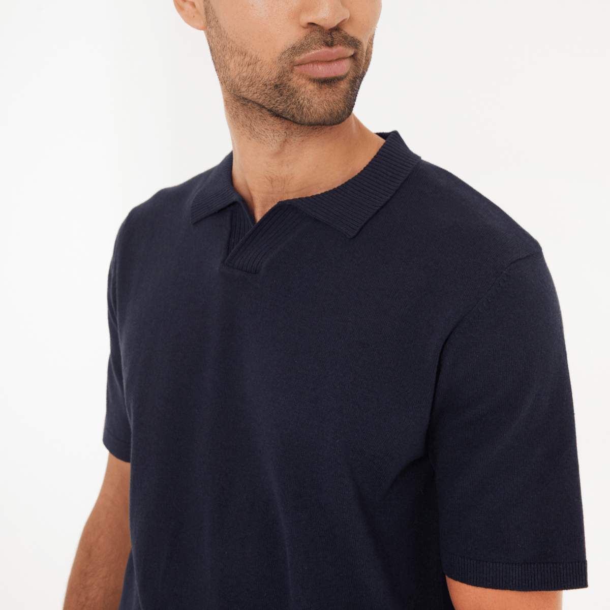 Mens Navy Trophy Neck Polo Top from You Know Who's