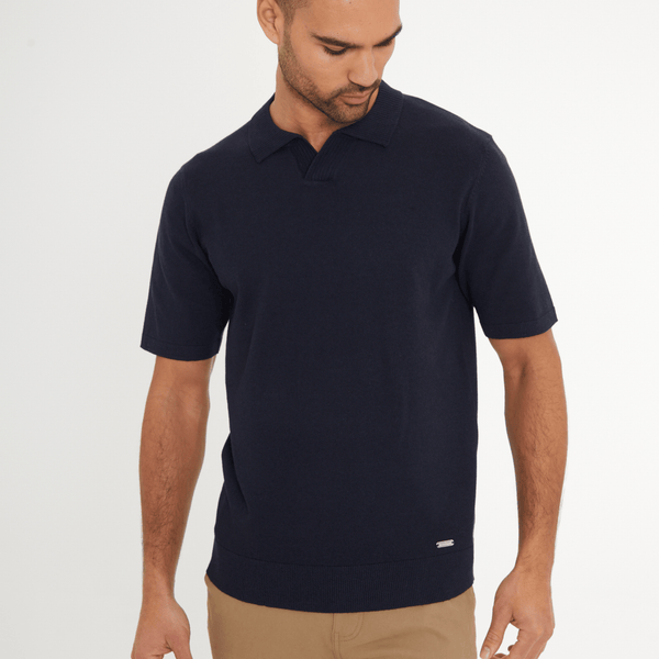 Mens Navy Trophy Neck Polo Top from You Know Who's
