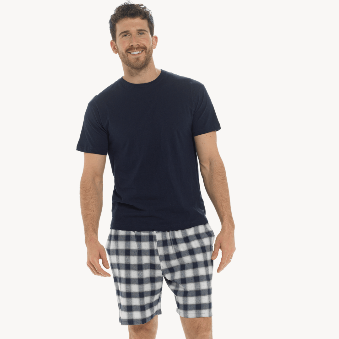 Mens Navy Woven Shorty Pj Set from You Know Who's