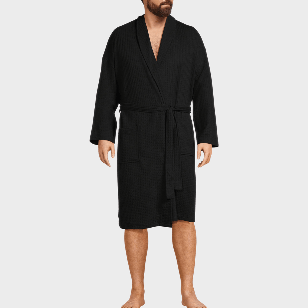 Mens One Size Waffle Robe Black from You Know Who's