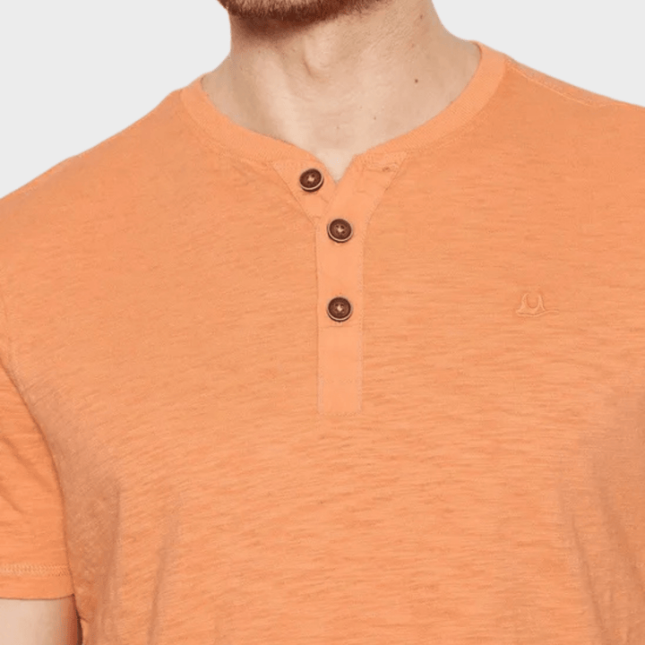 Mens Orange 3 Button T Shirt from You Know Who's