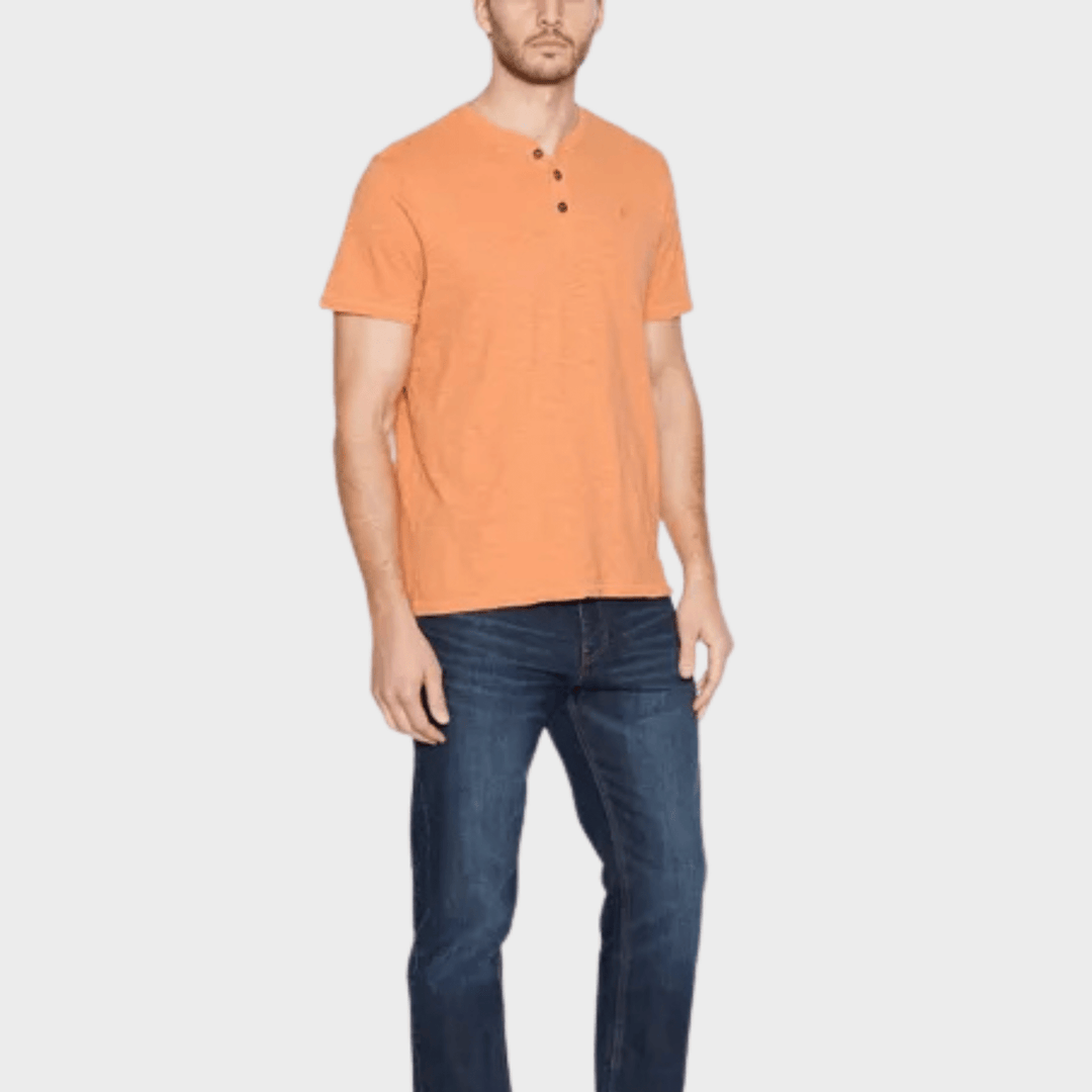 Mens Orange 3 Button T Shirt from You Know Who's