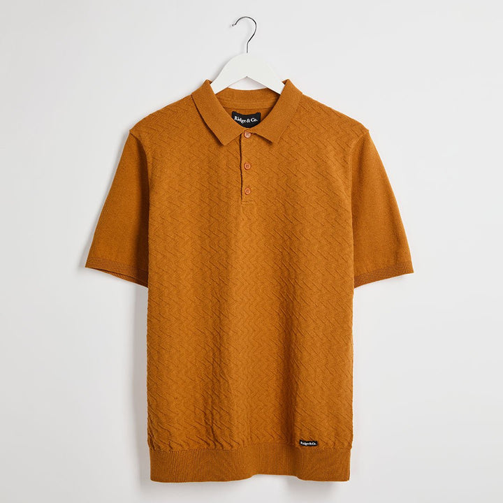 Mens Orange Textured Polo Top from You Know Who's