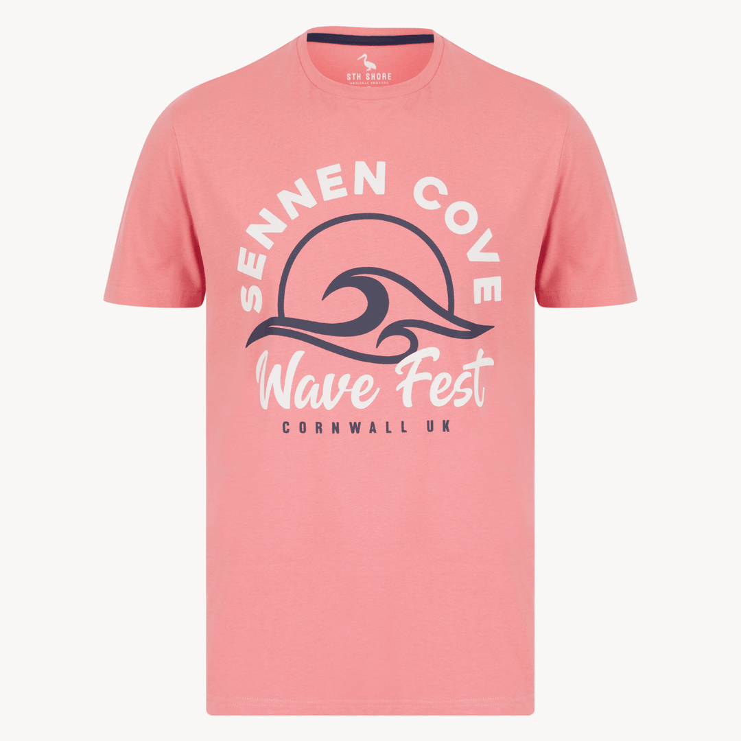 Mens Peach Sennen Cove T-shirt from You Know Who's