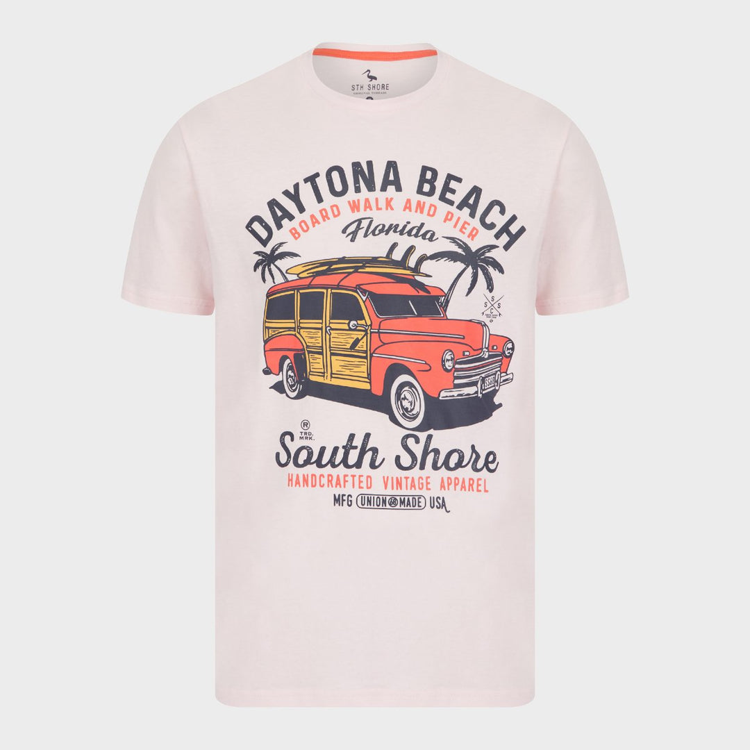 Men`s Pink Daytona Beach T-Shirt from You Know Who's