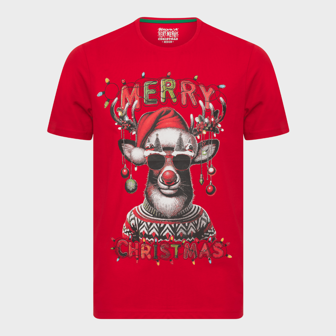 Mens Red Merry Christmas T-shirt from You Know Who's
