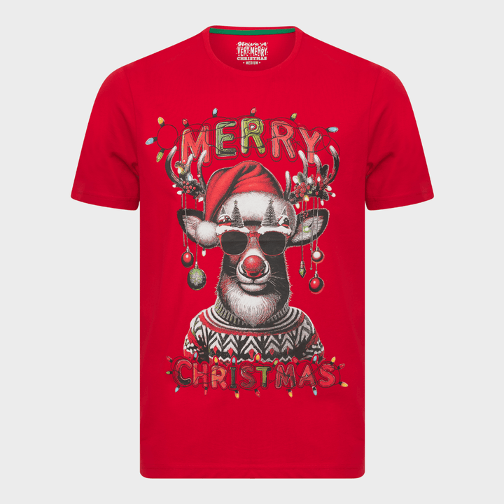 Mens Red Merry Christmas T-shirt from You Know Who's