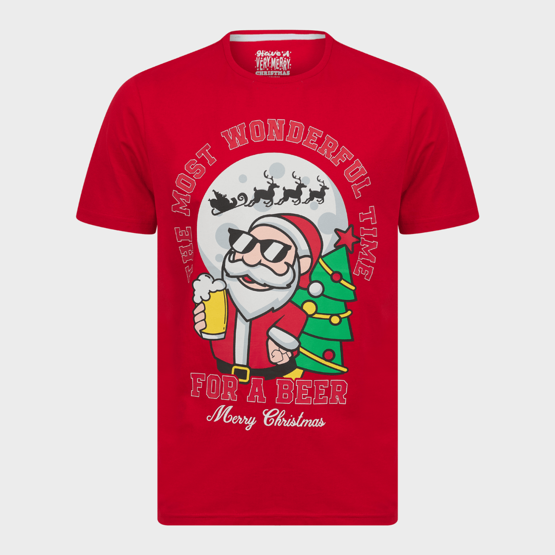 Mens Red Wonderful Time Christmas T-shirt from You Know Who's