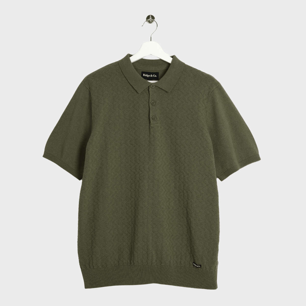 Mens Sage Green Textured Polo Top from You Know Who's