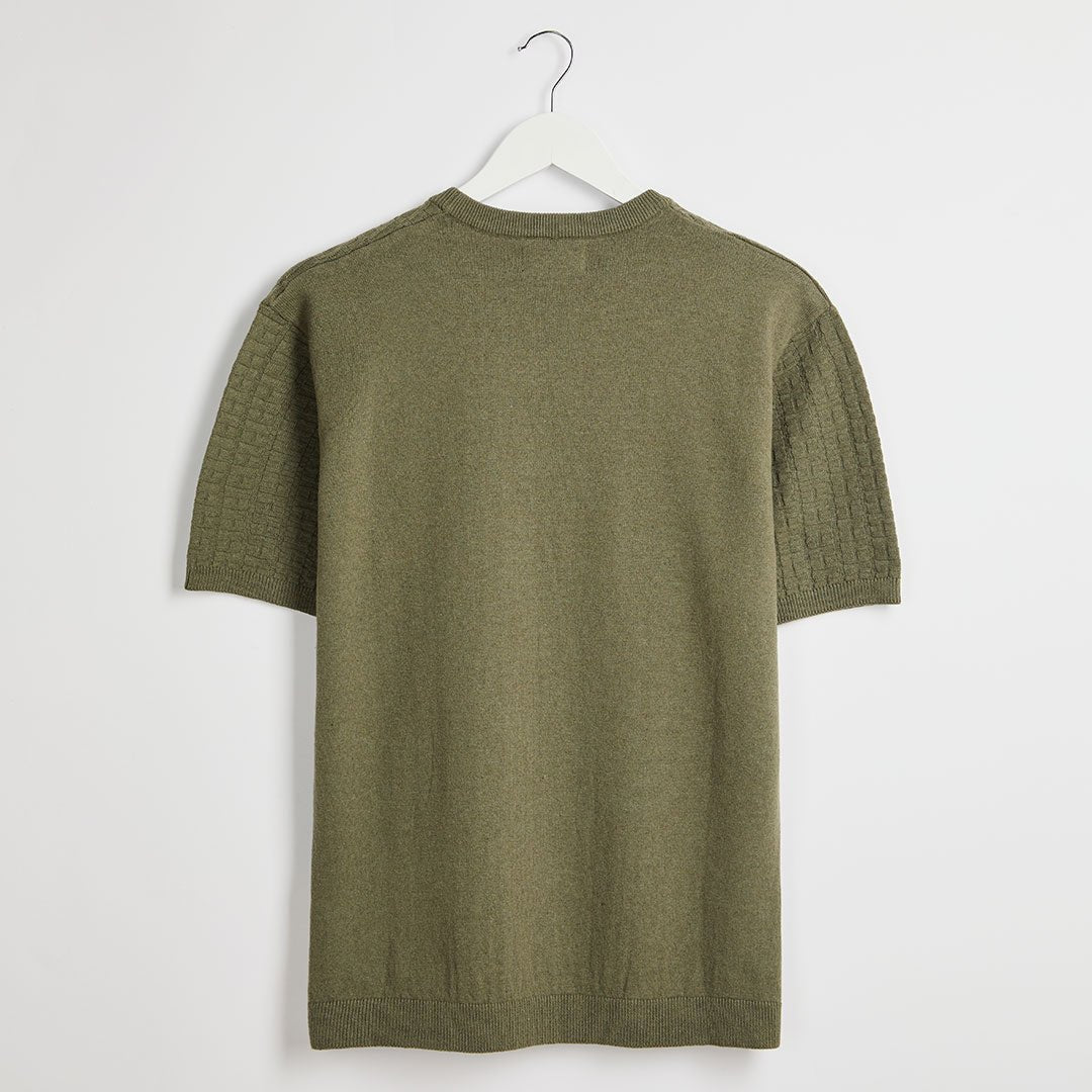 Men's Sage Textured Front Knitted T-Shirt from You Know Who's