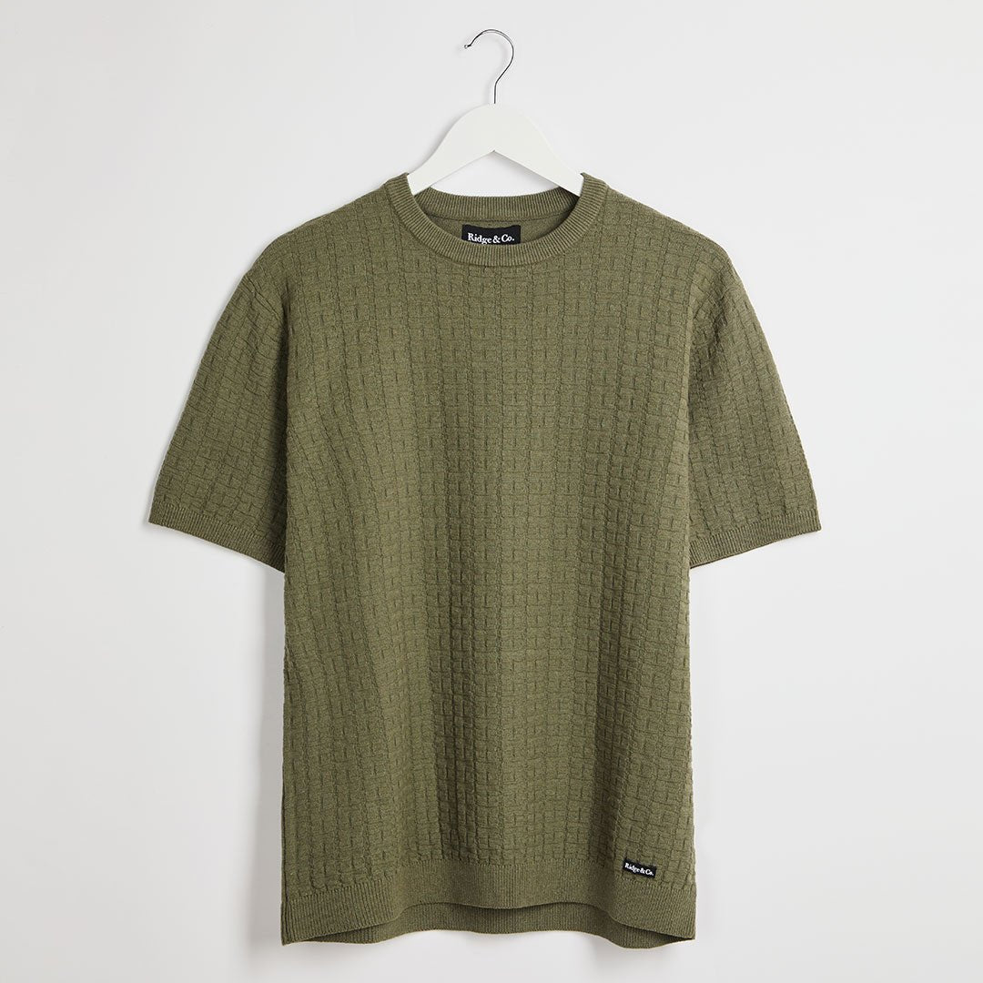 Men's Sage Textured Front Knitted T-Shirt from You Know Who's