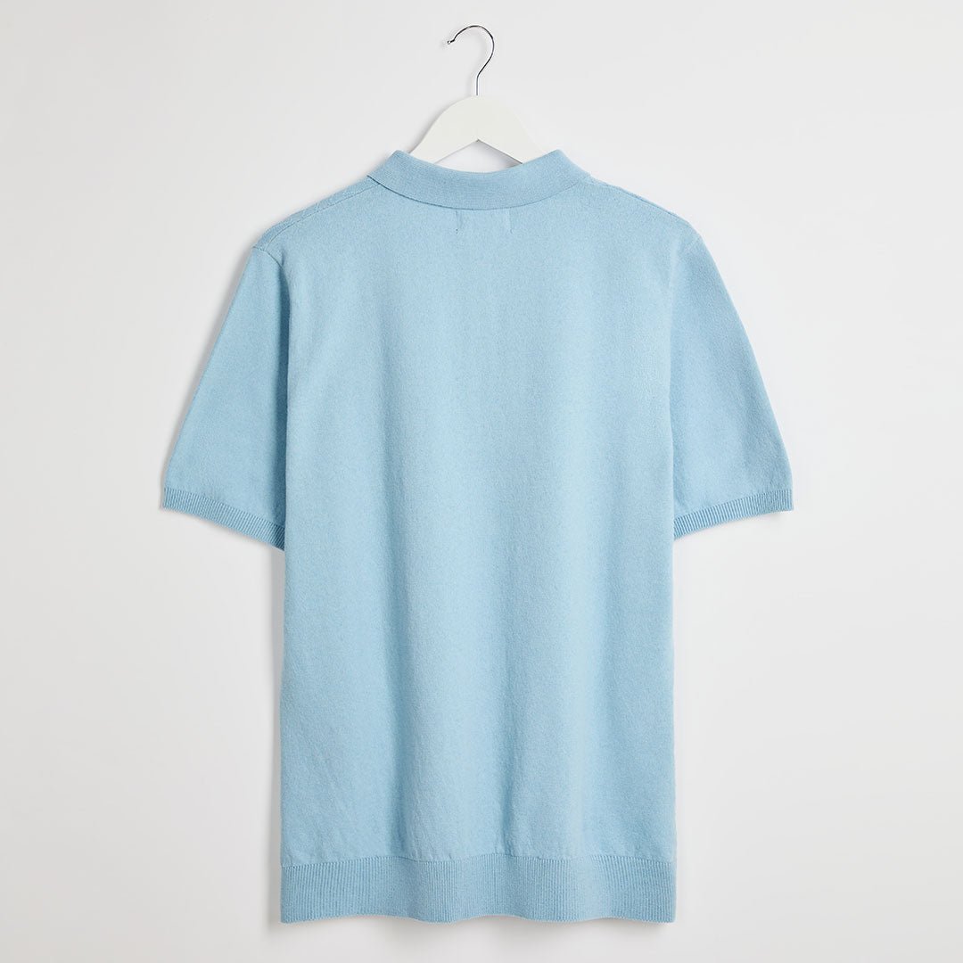 Mens Sky Blue Textured Polo Top from You Know Who's