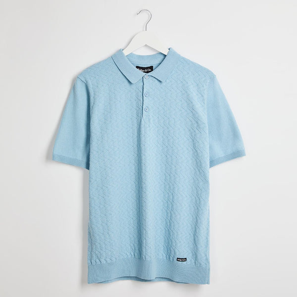 Mens Sky Blue Textured Polo Top from You Know Who's