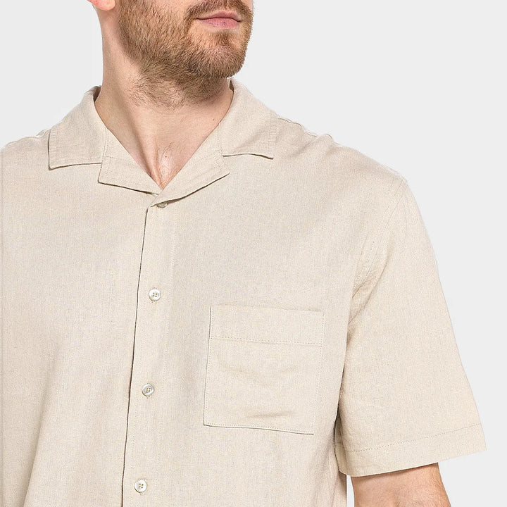 Mens Stone Linen Relaxed Fit T-Shirt from You Know Who's