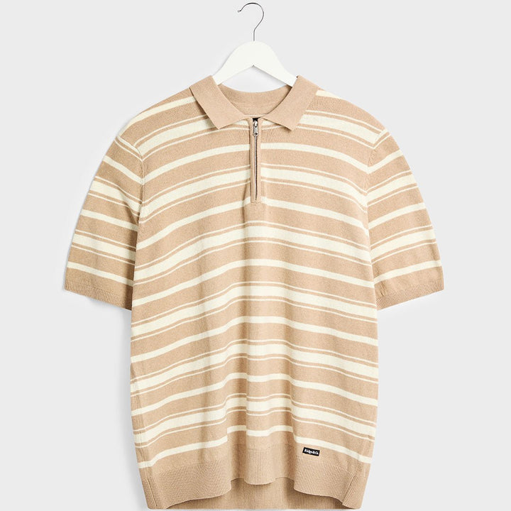 Mens Stone Stripe Zip Neck Polo from You Know Who's