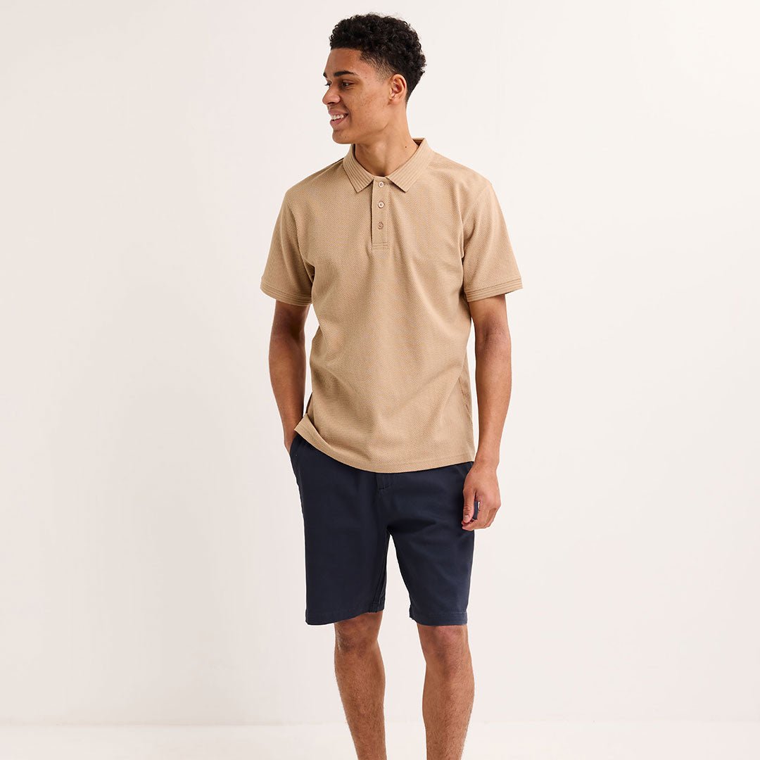 Mens Taupe Textured Polo from You Know Who's
