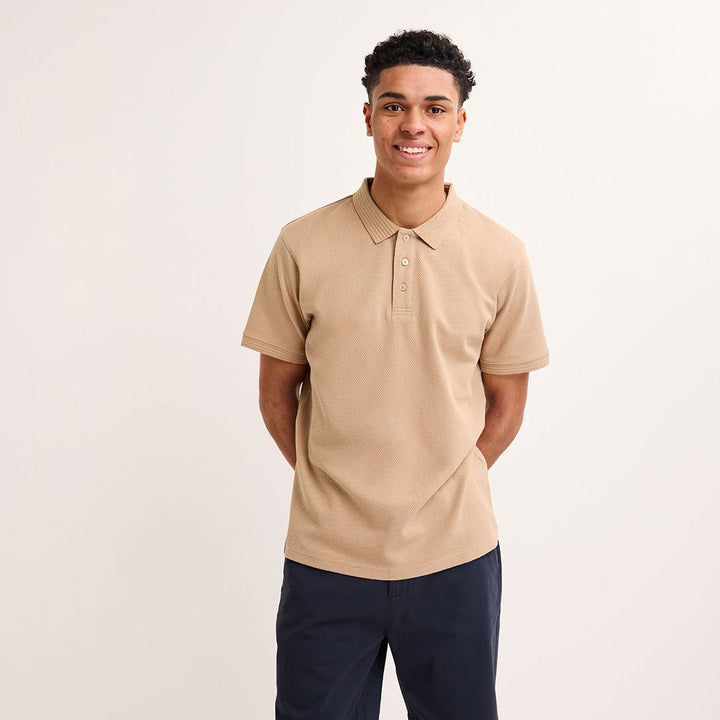 Mens Taupe Textured Polo from You Know Who's