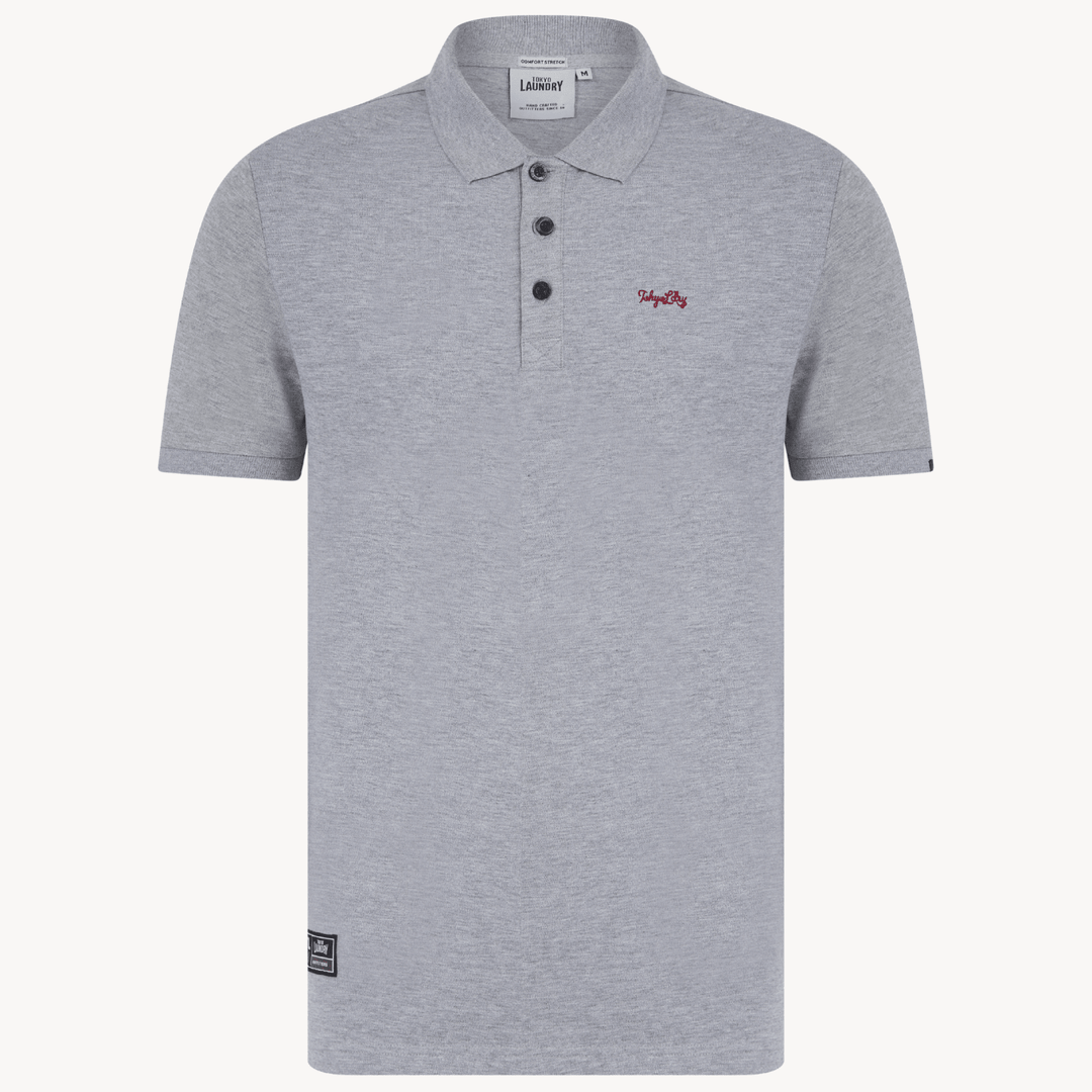 Mens Tokyo Laundry Light Grey Polo With Embroidery from You Know Who's