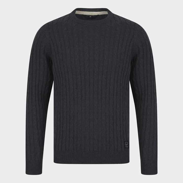 Mens Tokyo Laundry Navy Cable Knit Jumper from You Know Who's