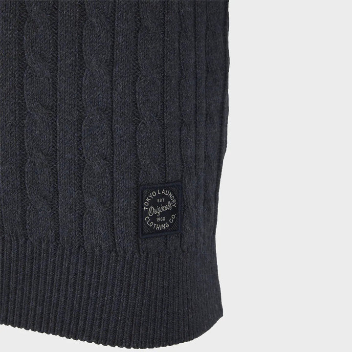 Mens Tokyo Laundry Navy Cable Knit Jumper from You Know Who's