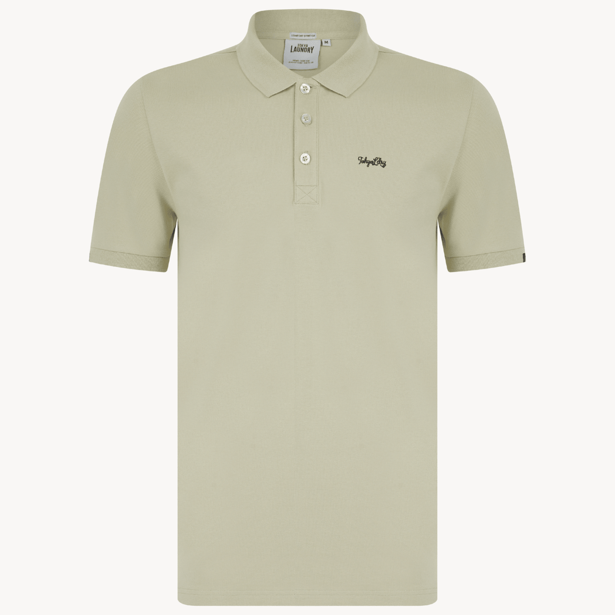Mens Tokyo Laundry Sage Green Polo With Embroidery from You Know Who's