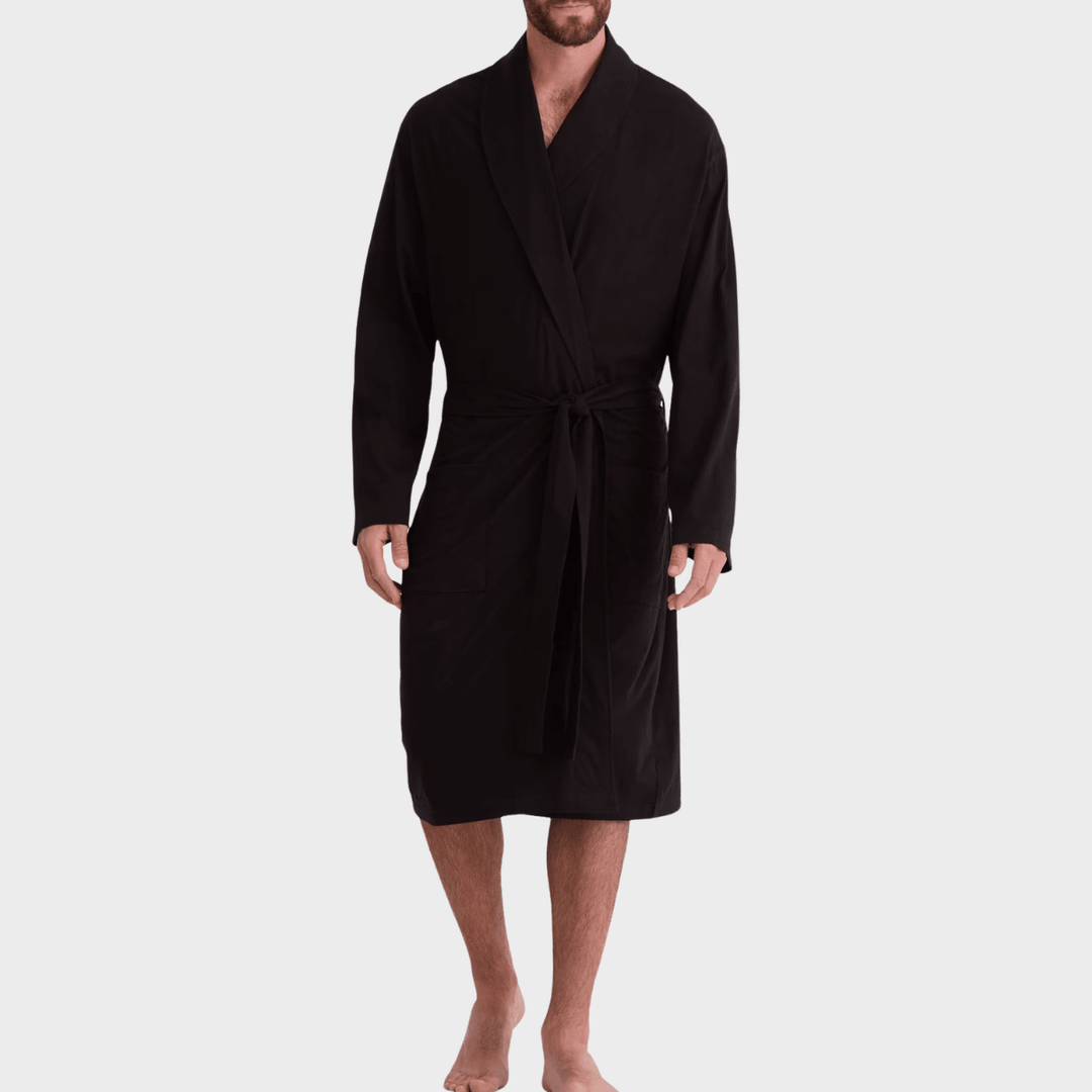 Mens Waffle Dressing Gown Black from You Know Who's