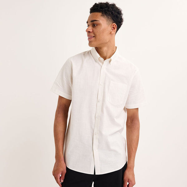 Men's White Cotton Button Short Sleeve Shirt from You Know Who's