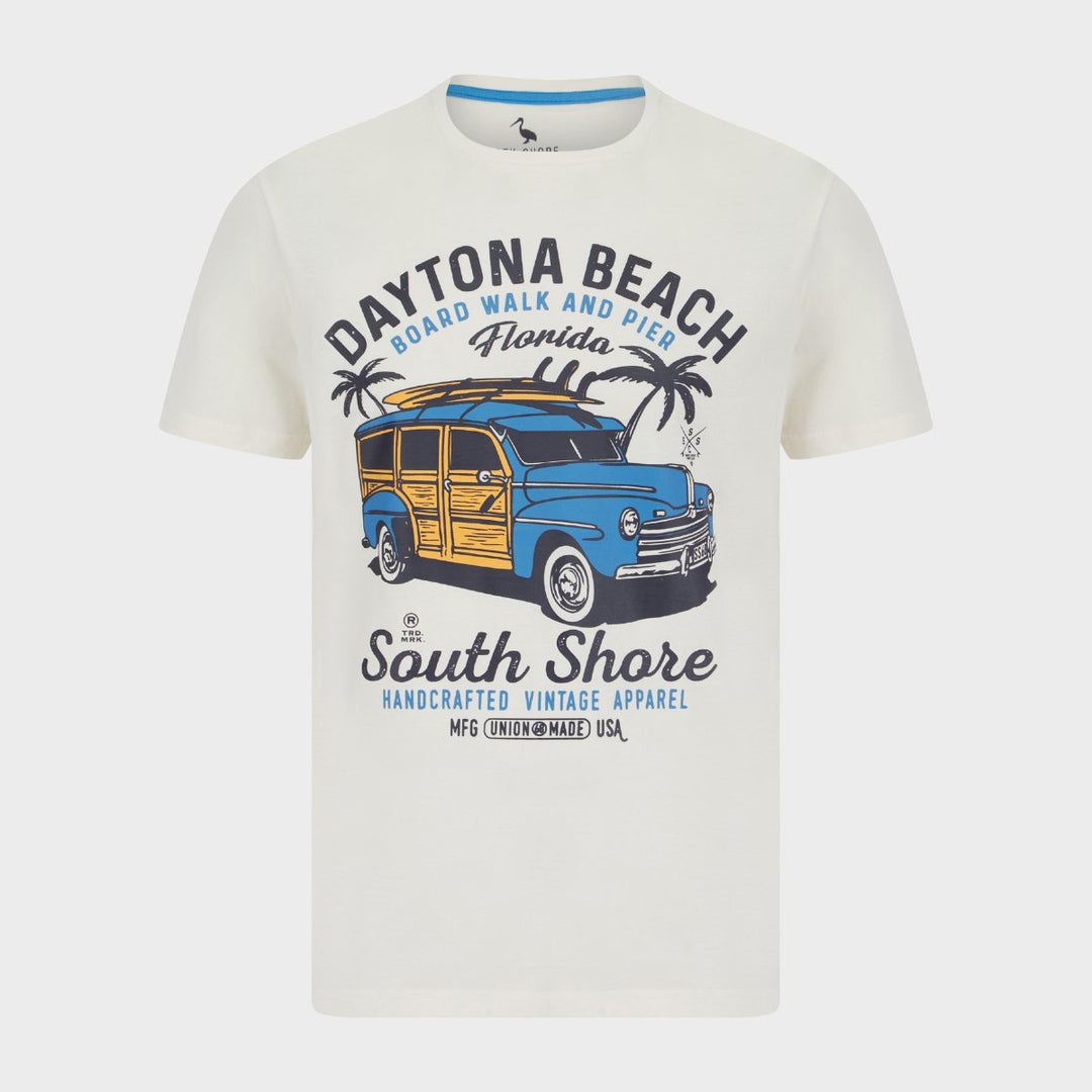 Men`s White Daytona Beach T-Shirt from You Know Who's