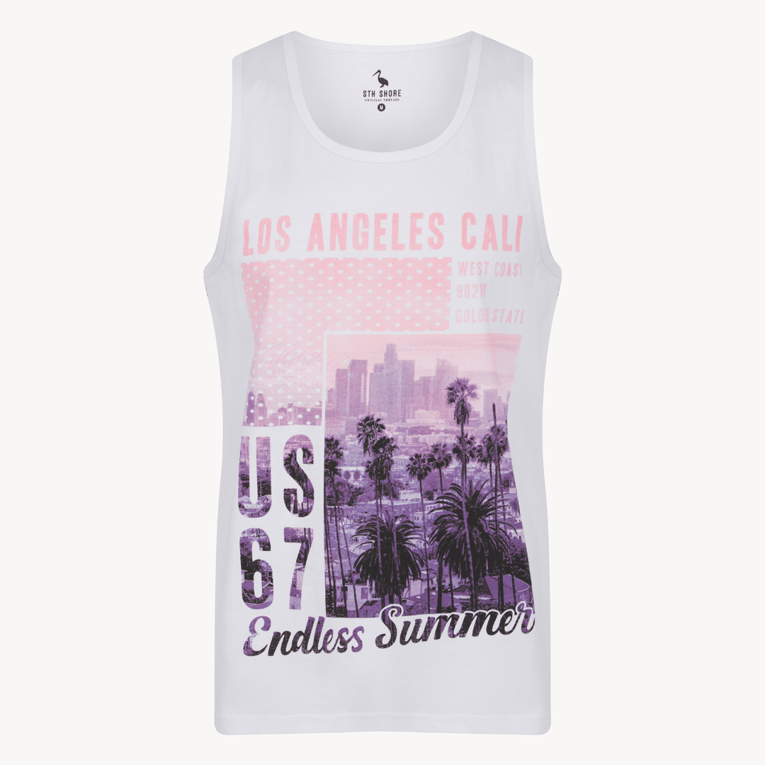 Mens White La Cali Printed Vest from You Know Who's